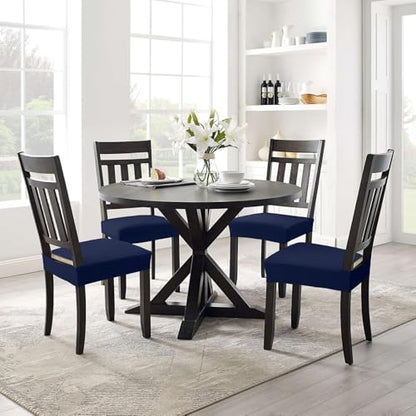 Smiry Stretch Jacquard Seat Covers for Dining Room Chairs Set of 2 - color: Federal Blue, size: Set of 2