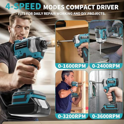 Cordless Impact Driver Compatible with Makita 18V Battery(Tool Only) - color: Blue