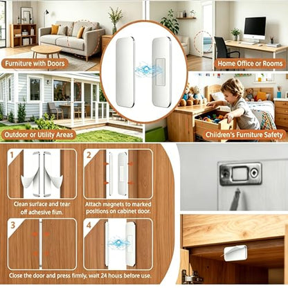 8 piece Ultra‑Thin Cabinet Magnetic Catch, No‑Drill Door Latch
