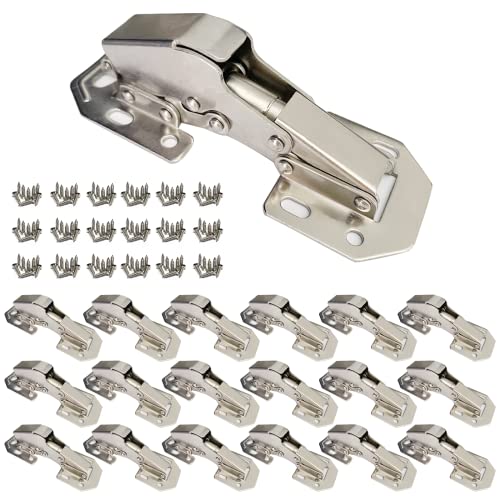 18-Pack Soft Close Hidden Hinges for Cabinet Doors, Slow Close Frameless Concealed Surface Mount Hinges - size: 18 Pack