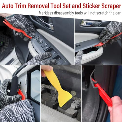 Keze 24Pcs Trim Removal Tool Set with Pick & Clip Removal Tool - Red - color: Red-Auto Trim Removal Tool Kit