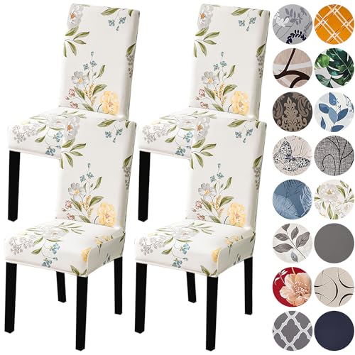 HZDHCLH Dining Chair Covers Set of 4 Stretch Chair Slipcovers Washable - color: Flower 2, size: 4 PCS