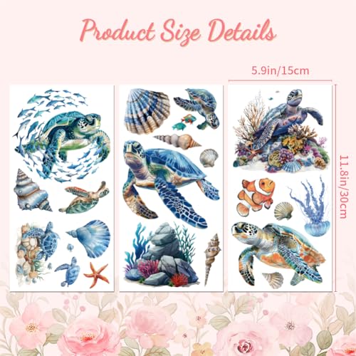 Peacoblue Sea Turtle Rub On Transfers for Furniture Craft 6"x12" - style: Sea Turtle