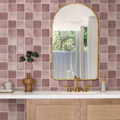 Commomy Thicker Pink Peel and Stick Tiles 10 pcs of 12" x 12" - color: Glossy Dark Pink