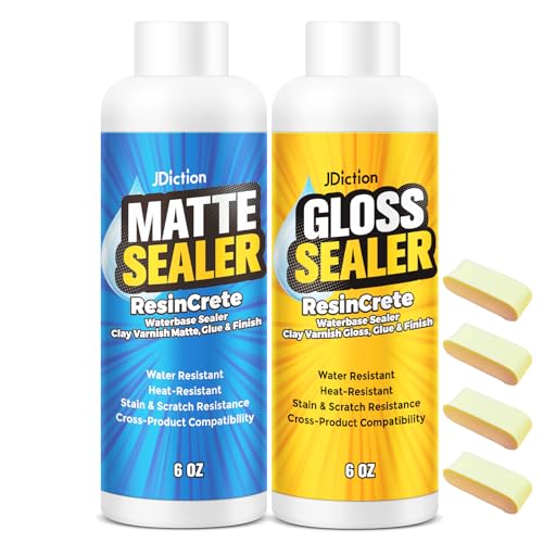 Air Dry Clay Glaze, Clay Varnish for Air Dry Clay/Polymer Clay Sealer, ResinCrete, Varnish for Pottery&Acrylic Paint, Waterproof & Stain Resistant, Design for Air Dry Clay Pottery (12OZ) - size: 12OZ