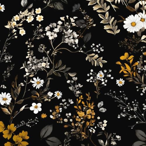 Black Grey Vintage Floral Peel and Stick Wallpaper 17.5" x 118" - color: Black Grey, size: 17.5" x 118"