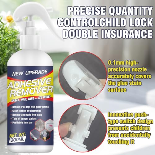 Adhesive Remover Spray – 10.14Floz Sticker Remover for Cars, Stickers, Labels, Tape Residue, Glue, Chewing Gum & Caulk – Works on Metal, Glass, Plastic, Car Paint & Hard Surfaces – with Scraper Super
