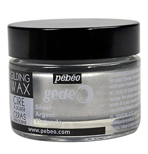 Pebeo Gilding Wax - Metallic Gilders Paste, Antiquing Wax for Furniture, Plaster, Glass, Paper, Metal, and More, Art and Craft Supplies, 5.6 Ounce Jar, Silver