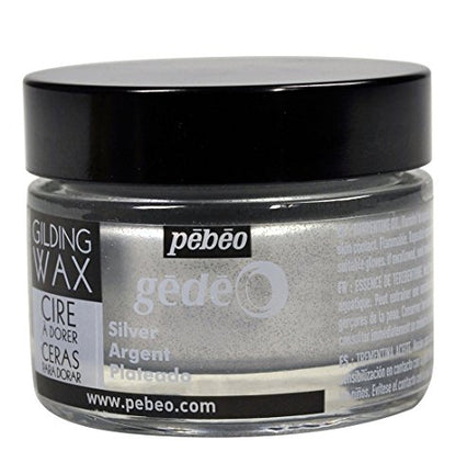 Pebeo Gilding Wax - Metallic Gilders Paste, Antiquing Wax for Furniture, Plaster, Glass, Paper, Metal, and More, Art and Craft Supplies, 5.6 Ounce Jar, Silver