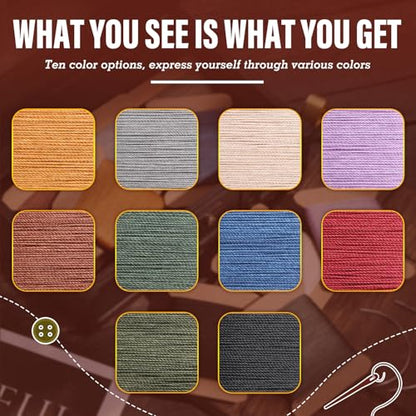 Waxed Thread 0.55mm Leather Waxed Thread Upholstery Repair Kit - color: Beige, Gray, Brown