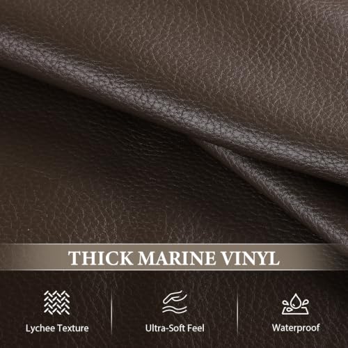 Faux Leather Fabric 1.15MM Thick Marine Vinyl Fabric by The Yard, 10 Yards - color: Dark Brown, size: 10 Yards