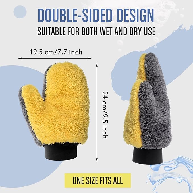 15 Pcs Microfiber Painting Mitts with Thumb, 3 Colors Paint Mitt Gloves for Furniture Staining, Reusable Lint-free Dusting Cleaning Gloves for House, Car Wash & Polishing