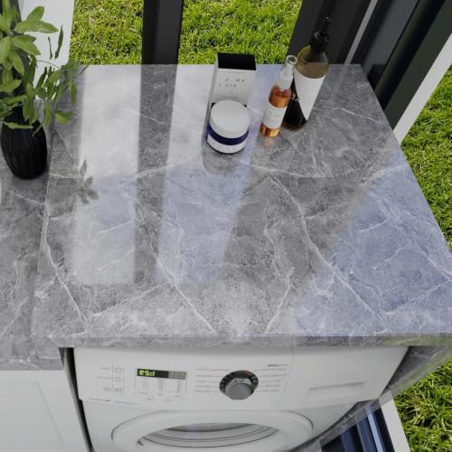 Glossy Grey Marble Contact Paper for Countertops Peel and Stick Wallpaper - color: Gray, size: 23.6" x 196"