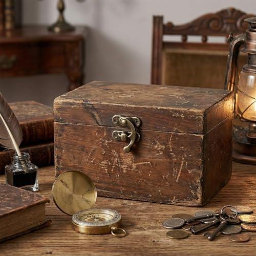 72 Sets Retro Jewelry Box Hinges and Latches with Matching Screws Kit, Small Bronze Brass Latch Hinges for Wooden Jewelry Box and Decorative Cabinet(Catch*24 + Hinges*48)