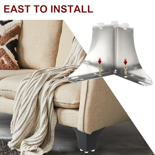 PATIKIL Metal Furniture Legs 3.94 Inch, 4 Pack Triangle Furniture Feet DIY Replacement Legs Modern Style for Cabinet Cupboard Table Couch Sofa Dresser, Silver - color: Silver, size: 3.94 Inch