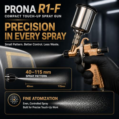 R1 PRO Automotive Touch Up Spray Gun, 1.0mm, 150cc Metal Cup - size: F 1.0mm