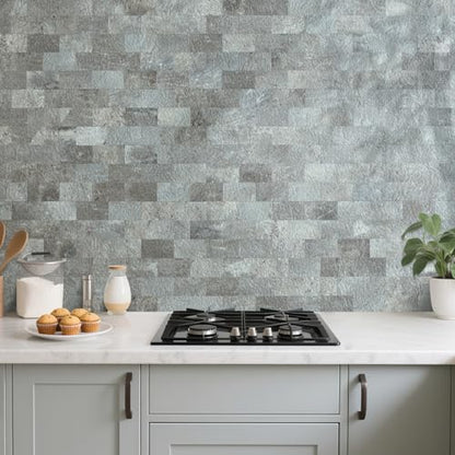 DICOFUN 1 Sheet Mountain Rock Thick PVC Peel and Stick Backsplash Wall Tiles, 12"x12" Self Adhesive Subway Tile for Kitchen and Bathroom Backsplash - color: Mountain Rock, size: 1 Sheet, 12"x12"x0.12"