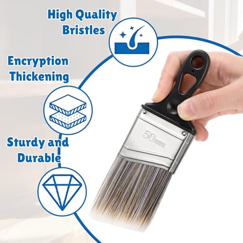 6 Pack 2 Inch Angled Paint Brush with Short Handle