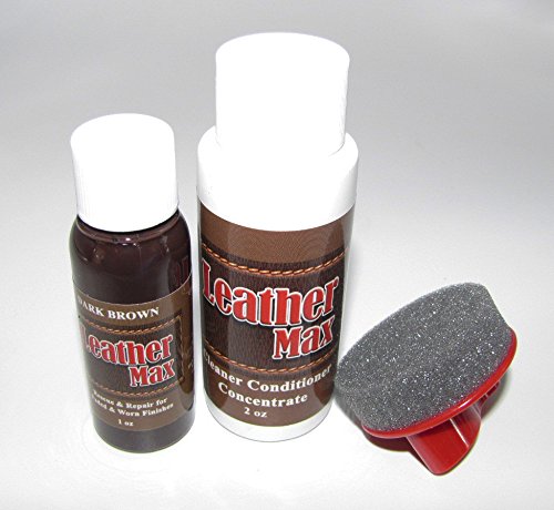 Furniture Leather Max Leather Refinish and Restorer Touch Up Kit / 1 Oz Restorer / 2 Oz Conditioner / 1 Sponge (Leather Repair) (Vinyl Repair) (Dark Grey) - color: Dark Grey
