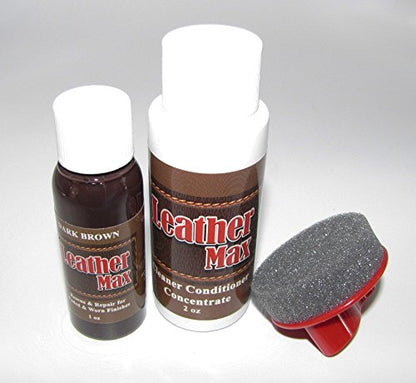 Furniture Leather Max Leather Refinish and Restorer Touch Up Kit / 1 Oz Restorer / 2 Oz Conditioner / 1 Sponge (Leather Repair) (Vinyl Repair) (Dark Grey) - color: Dark Grey