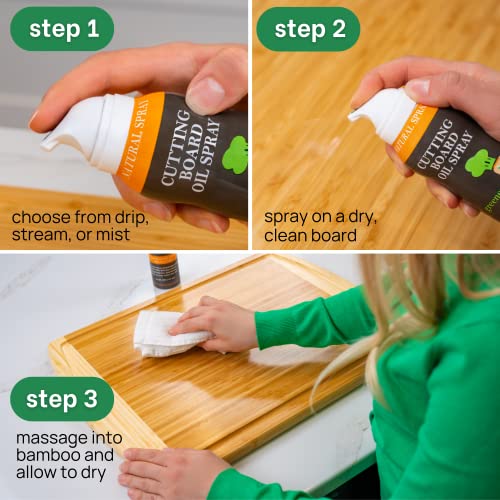 Greener Chef Non Toxic Cutting Board Oil - Innovative Spray for No Mess and Less Waste - Pure Italian Walnut Oil Conditioner for Wood Butcher Blocks, Bamboo Chopping Boards and Wooden Kitchen Utensils