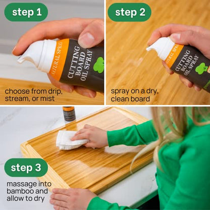 Greener Chef Non Toxic Cutting Board Oil - Innovative Spray for No Mess and Less Waste - Pure Italian Walnut Oil Conditioner for Wood Butcher Blocks, Bamboo Chopping Boards and Wooden Kitchen Utensils