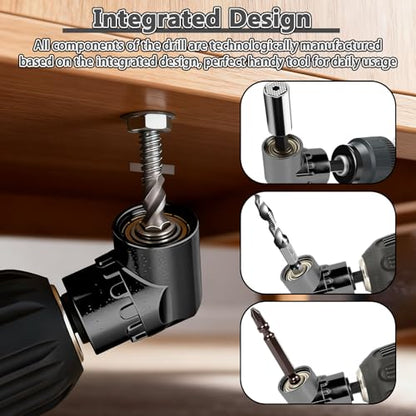 Right Angle Drill Driver, 105 Degree Adapter for Electric Drill, Screwdriver, and DIY Home Projects Black - color: Black