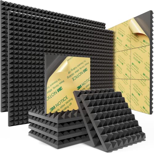 Sonicism Sound Proof Foam Panels for Walls 72 Pack Self-Adhesive 1"X12"X12" - color: Black, size: 1 Inch 72 Pack Self-Adhesive