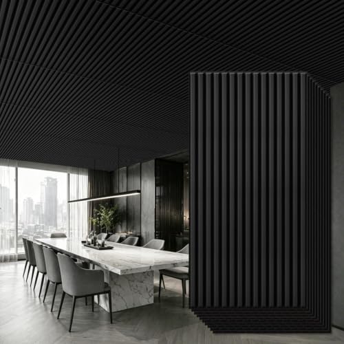 12 Pcs 3D PVC Slat Wall Panels, 2x4 FT Ceiling Panels, Drop Ceiling Tiles - size: 47.6*23.8in