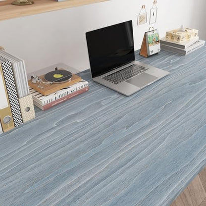 Livelynine Light Blue Wood Wallpaper Peel and Stick Wood Grain Contact Paper for Countertops Cabinets Desk Cover Kitchen Countertop Vinyl Wrap Waterproof Adhesive Cabinet Wall Paper Liner 15.8x78.8 - color: Light Blue Wood, size: 15.8" x 78.8"