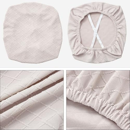 Fuloon Dining Chair Seat Covers Stretch Slipcovers, 6 Pack, Pale Beige - color: Pale Beige, size: Not Waterproof