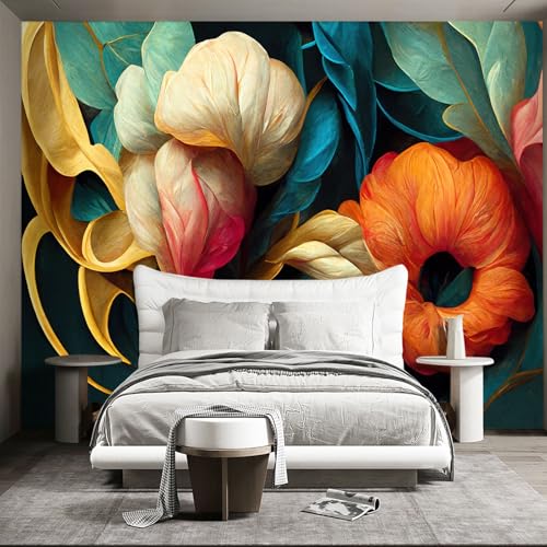 Floral wall murals Peel and Stick Flowers Wallpaper for Bedroom Living Room - 58"x80" - color: W02, size: 58"x80"