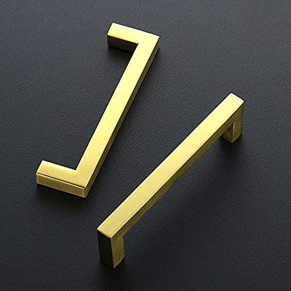 Ravinte Brushed Brass Square Cabinet Handles Drawer Pulls,5 Inch,5 Pack - color: Brushed Brass