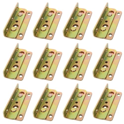 CYEAH 12PCS Bed Frame Brackets,Bed Rail Brackets Heavy Duty, Wooden Bed Rail Fittings, Rust Proof Bed Frame Hardware Brackets Kit for Connecting to Wood, Headboards and Foot-Boards
