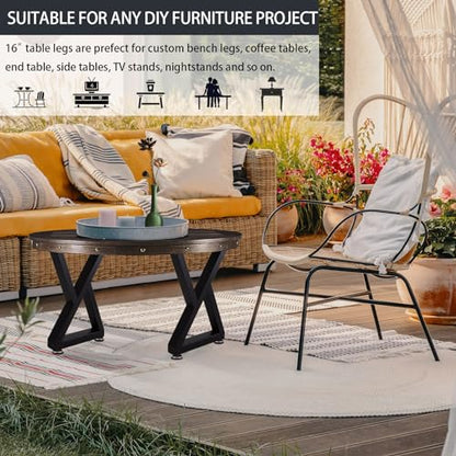 Taelakeni 16 Inch Metal Bench Coffee Table Legs, Set of 2, Black - color: Double Triangle, size: 16 IN