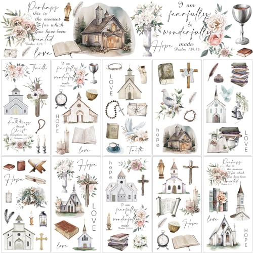 Lincia 10 Sheets Christmas Rub on Transfers for Crafts, Bible - style: Bible