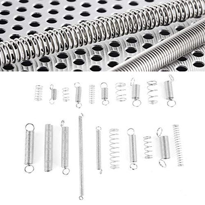 Oumefar 200pcs/set Springs Assortment Kit Good Elasticity Extension Spring Hook Zinc Plated Compression Springs Kit with Box for Toys Clamping Tools
