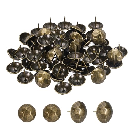 Metal Upholstery Nails for Wood 1"x1" Furniture Tack 60 Pcs - color: Antique-brass, size: 1" x 1"