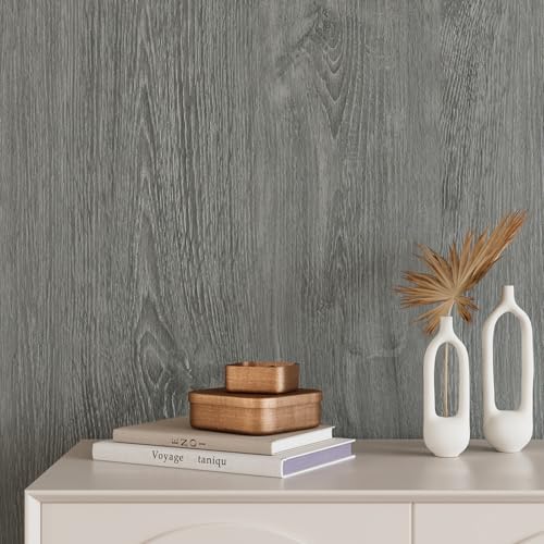 VEELIKE Ash Grey Wood Wallpaper Peel and Stick Countertop Waterproof Thick Wood Grain Contact Paper for Countertops Table 15.7''x354'' Self Adhesive Removable Cabinet Vinyl Wrap for Kitchen Bathroom - size: 15.7" x 354"
