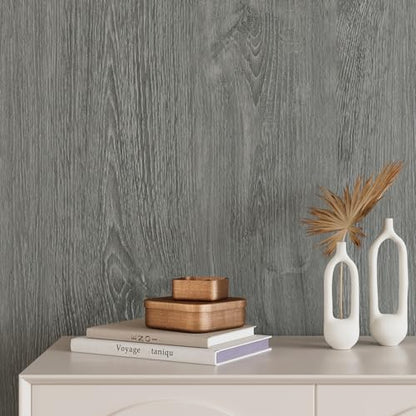 VEELIKE Ash Grey Wood Wallpaper Peel and Stick Countertop Waterproof Thick Wood Grain Contact Paper for Countertops Table 15.7''x354'' Self Adhesive Removable Cabinet Vinyl Wrap for Kitchen Bathroom - size: 15.7" x 354"