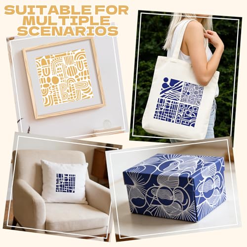 20 Pcs Abstract Texture Stencils Mixed Size Geometric Stencils for Painting Reusable Templates Featuring Bubbles Branches Stripes Swirls for Painting on Wall Decor Canvas DIY Projects - style: Style 1