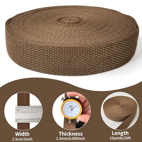 Brown Cotton Webbing 1in x 10Yards - color: Brown