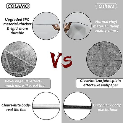 COLAMO Sample Gray Peel and Stick Backsplash Tile for Kitchen Accent Wall - color: Gray, size: Sample(6"x12")
