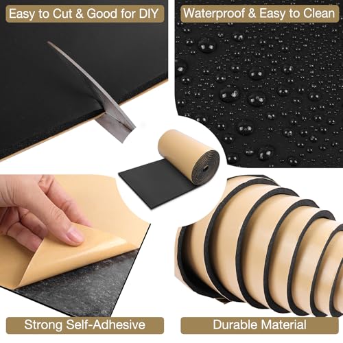 LSGCQ Sponge Neoprene Foam Padding Self Adhesive Foam Sheets, Black - color: Black, size: 12" Wide x 1/16" Thick x 59" Long