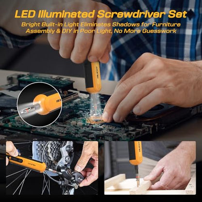 4V Cordless Electric Screwdriver Set, 26 S2 Bits, USB-C, LED