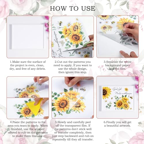 Joeyan Rub on Transfers for Crafts and Furniture - 2 Large 12"x18" Sheets - style: Paris Flower Memory