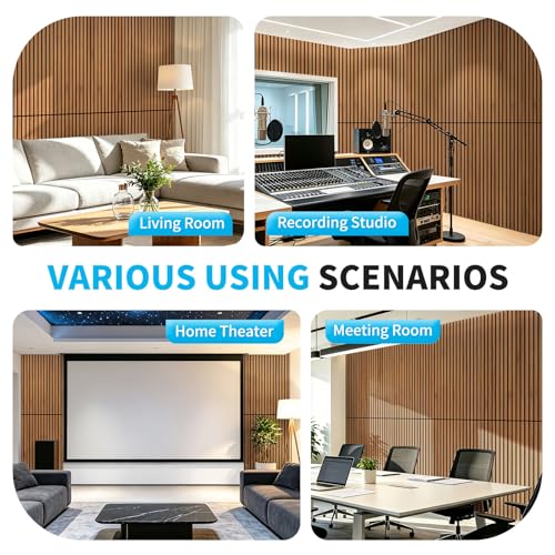Art3d 47 x 23.6 Inch Acoustic Wood Slat Design Wall Panel, 4-Pack, Chestnut - color: Chestnut, size: 23.6" x 47"