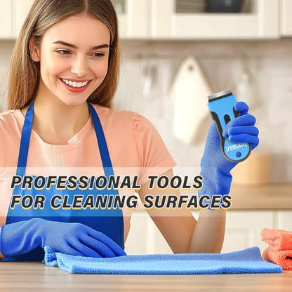 DIYSELF 2 Pack Glass Scraper, Razor Blade Scraper Tool with 10 Spare Blades - color: Blue