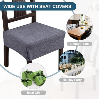 Waterproof Stretch Dining Chair Seat Covers, Set of 6 Dark Gray - color: Dark Gray, size: 16-20in-Rear-gapped