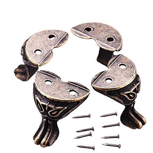 Antique Brass Box Feet 4 Pcs Zinc Alloy Legs for Jewelry Boxes